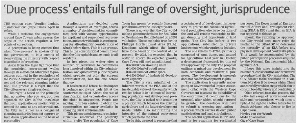 Cape-Times-2016-04-08-Due-process-entails-full-range-of-oversight,-jurisprudence